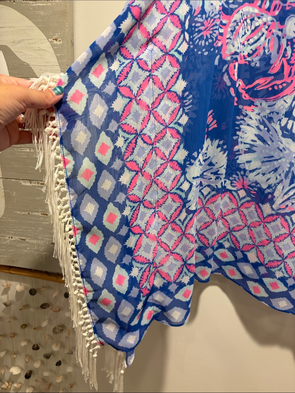Lilly Pulitzer Blue and Pink Floral Tunic cover up top - Picture 2 of 7